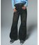 FLOCKED DENIM FLARE PANTS