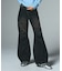 FLOCKED DENIM FLARE PANTS