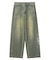 RHINESTONE LOGO LOOSE DENIM PANTS