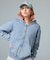BLEACHED LOGO PATCH ZIP UP SWEAT HOODIE