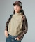 WOVEN MIX SWEAT ZIP UP TOP