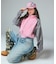 WOVEN MIX SWEAT ZIP UP TOP