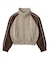 WOVEN MIX SWEAT ZIP UP TOP