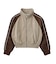 WOVEN MIX SWEAT ZIP UP TOP