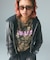 FACE LABEL WASHED COMPACT ZIP UP SWEAT HOODIE