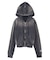 FACE LABEL WASHED COMPACT ZIP UP SWEAT HOODIE