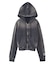 FACE LABEL WASHED COMPACT ZIP UP SWEAT HOODIE