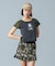 WAIST RIB PLEATED MINI SKIRT