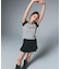 WAIST RIB PLEATED MINI SKIRT