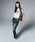 BUTTERFLY POCKET SKINNY DENIM PANTS