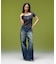 EMBLEM POCKET ASYMMETRIC WAIST DENIM PANTS