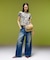 EMBLEM POCKET ASYMMETRIC WAIST DENIM PANTS