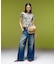 EMBLEM POCKET ASYMMETRIC WAIST DENIM PANTS