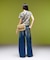EMBLEM POCKET ASYMMETRIC WAIST DENIM PANTS