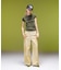 EMBLEM POCKET ASYMMETRIC WAIST DENIM PANTS