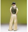 EMBLEM POCKET ASYMMETRIC WAIST DENIM PANTS