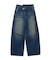 EMBLEM POCKET ASYMMETRIC WAIST DENIM PANTS