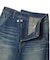 EMBLEM POCKET ASYMMETRIC WAIST DENIM PANTS