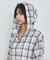 【シアー素材】チェックフードシャツ/春服/夏服/ゆったり/羽織り