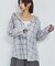 【シアー素材】チェックフードシャツ/春服/夏服/ゆったり/羽織り