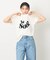 【コットン100％】甘編み天竺フロッキープリントTシャツ/半袖/夏服/ロゴT