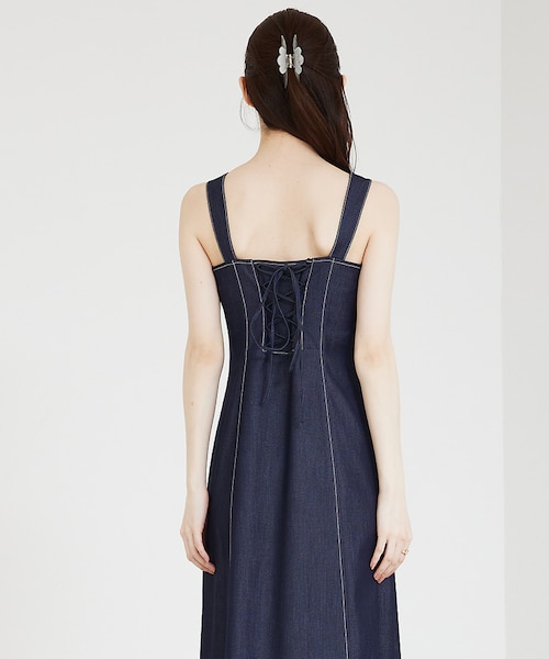 デニムライクリボン付ワンピース｜セルフィストの通販｜&mall
