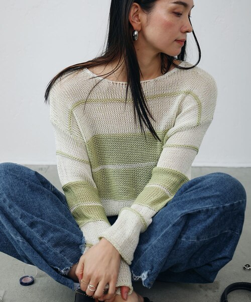 Bonpoint　ボートネックスウェット　いちご泥棒　8a BEAMS HEART（ビームス ハート）ボーダー ポンチョ ニットプル
