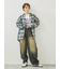 オンブレチェック裾ドロストシャツ
