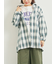 オンブレチェック裾ドロストシャツ