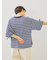 マルチボーダー袖スリットリボンTシャツ