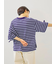マルチボーダー袖スリットリボンTシャツ
