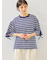 マルチボーダー袖スリットリボンTシャツ