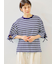 マルチボーダー袖スリットリボンTシャツ