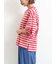 マルチボーダー袖スリットリボンTシャツ