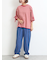 マルチボーダー袖スリットリボンTシャツ