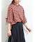 マルチボーダー袖スリットリボンTシャツ