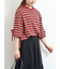 マルチボーダー袖スリットリボンTシャツ