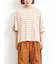 マルチボーダー袖スリットリボンTシャツ