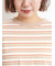 マルチボーダー袖スリットリボンTシャツ