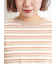 マルチボーダー袖スリットリボンTシャツ