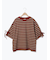 マルチボーダー袖スリットリボンTシャツ