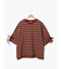 マルチボーダー袖スリットリボンTシャツ