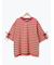 マルチボーダー袖スリットリボンTシャツ