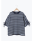 マルチボーダー袖スリットリボンTシャツ