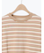 マルチボーダー袖スリットリボンTシャツ