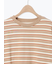 マルチボーダー袖スリットリボンTシャツ