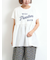 [接触冷感]切替ギャザーロゴプリントフレンチ袖Tシャツ