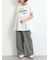 [接触冷感]切替ギャザーロゴプリントフレンチ袖Tシャツ