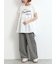 [接触冷感]切替ギャザーロゴプリントフレンチ袖Tシャツ