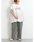 [接触冷感]切替ギャザーロゴプリントフレンチ袖Tシャツ